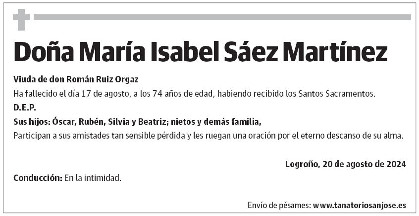 Doña María Isabel Sáez Martínez