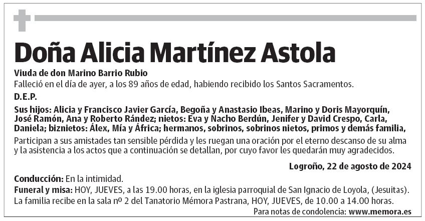 Doña Alicia Martínez Astola