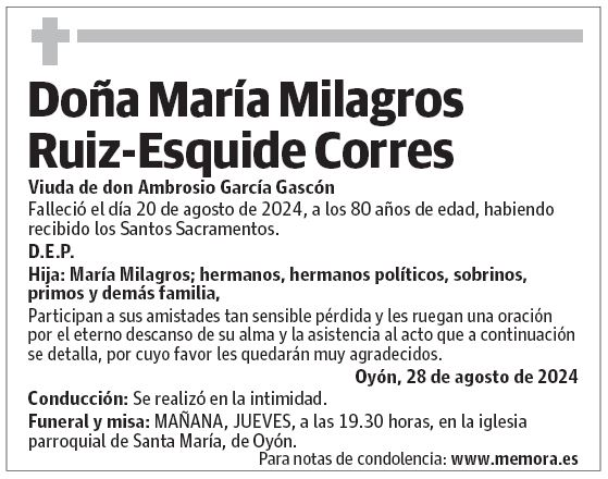 Doña María Milagros Ruiz-Esquide Corres