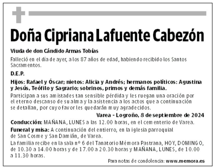 Doña Cipriana Lafuente Cabezón