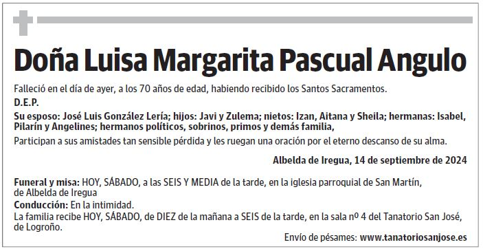 Doña Luisa Margarita Pascual Angulo