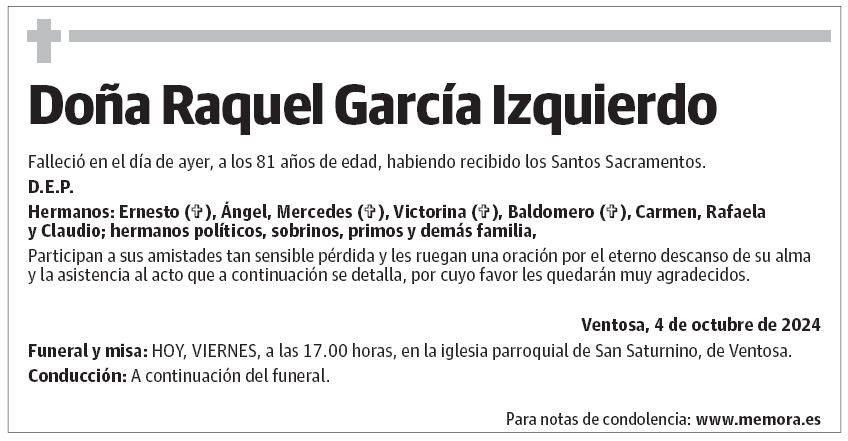 Doña Raquel García Izquierdo