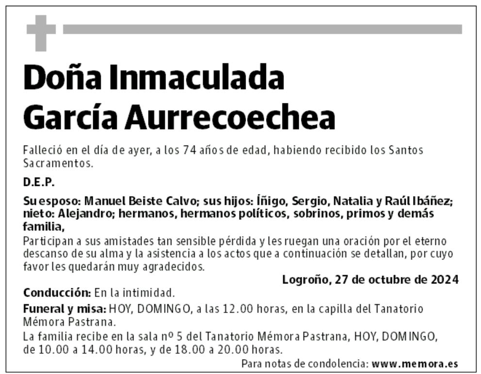 Doña Inmaculada García Aurrecoechea