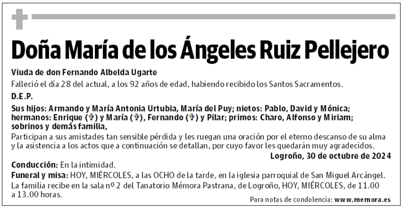 Doña María de los Ángeles Ruiz Pellejero