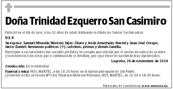 Doña Trinidad Ezquerro San Casimiro