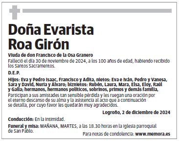 Doña Evarista Roa Girón