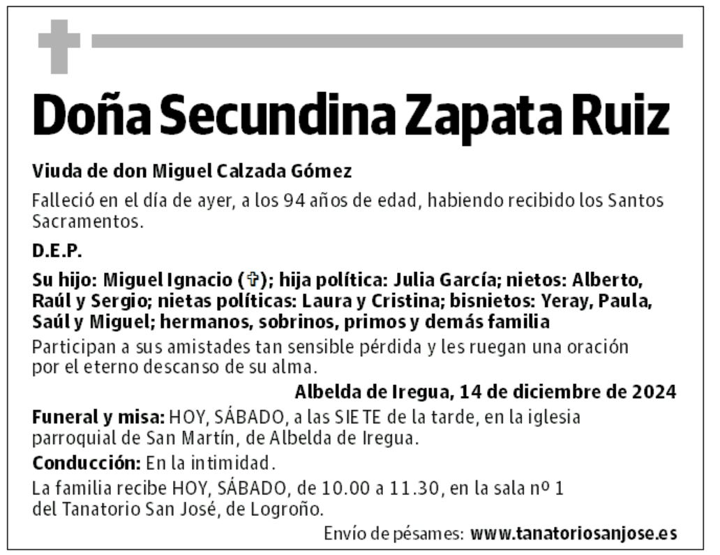 Doña Secundina Zapata Ruiz
