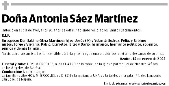 Doña Antonia Sáez Martínez