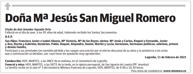 Doña Mª Jesús San Miguel Romero