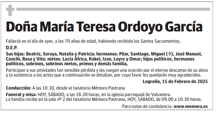 Doña María Teresa Ordoyo García