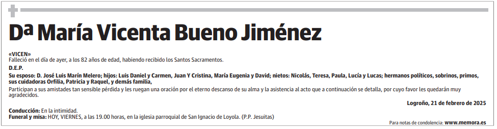 Dª María Vicenta Bueno Jiménez