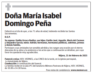 Doña María Isabel Domingo Peña