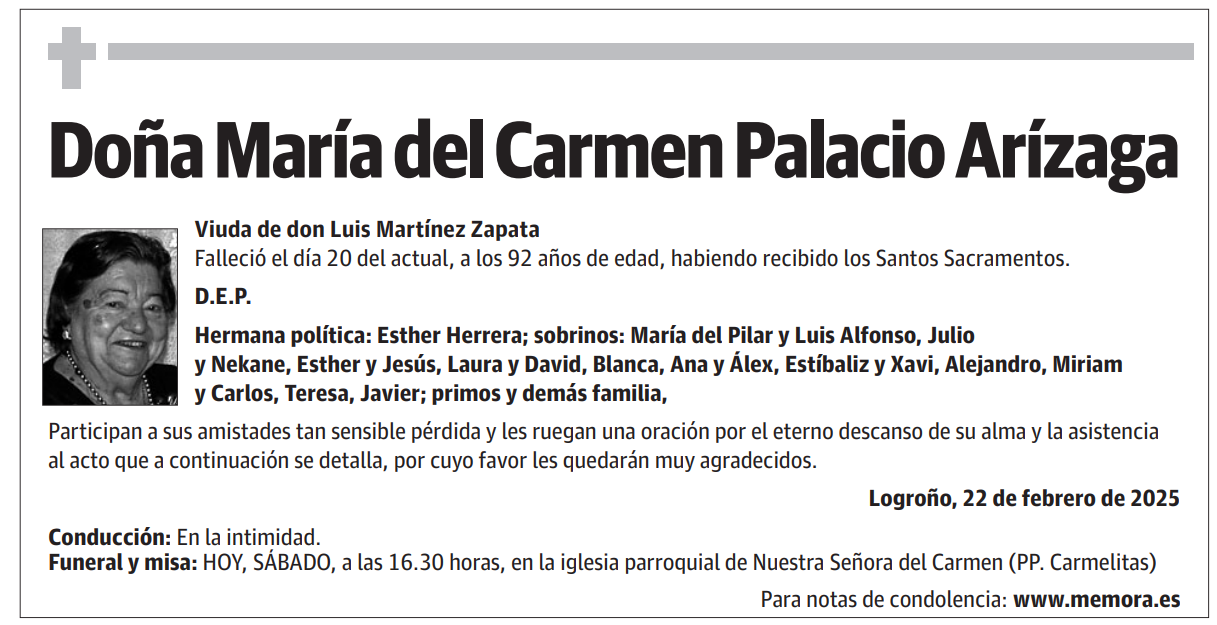 Doña María del Carmen Palacio Arízaga