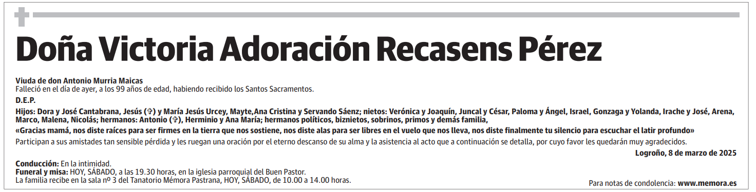Doña Victoria Adoración Recasens Pérez