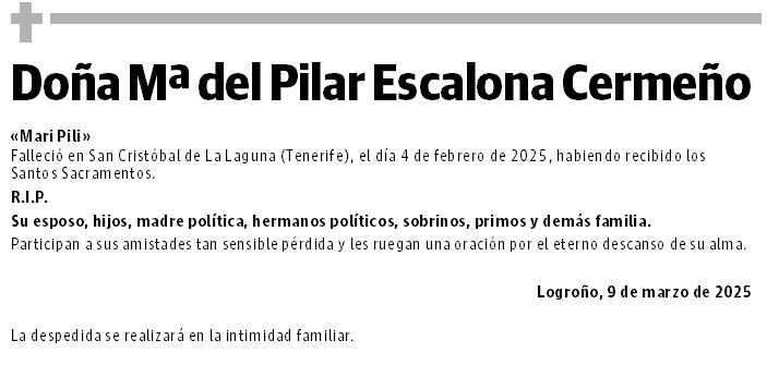 Doña Mª del Pilar Escalona Cermeño