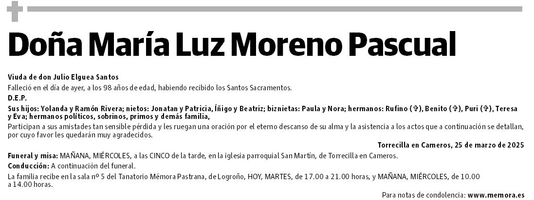 Doña María Luz Moreno Pascual