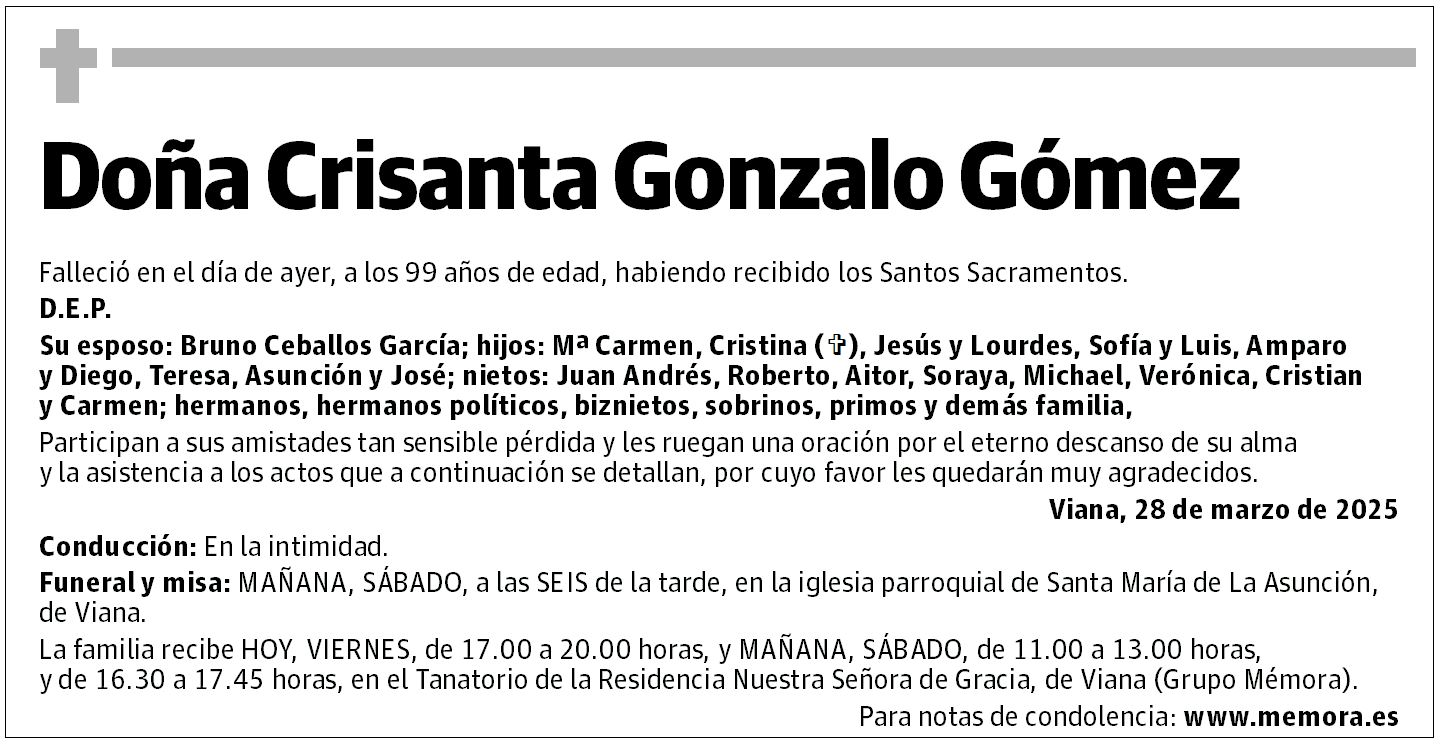 Doña Crisanta Gonzalo Gómez