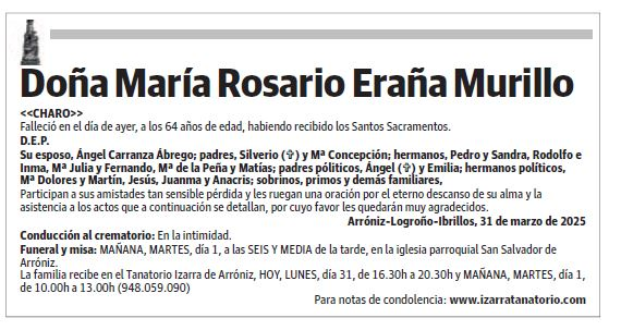 Doña María Rosario Eraña Murillo
