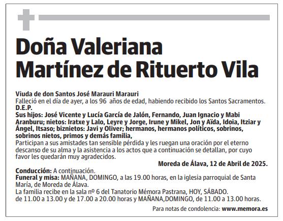 Doña Valeriana Martínez de Rituerto Vila