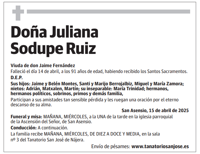Doña Juliana Sodupe Ruiz