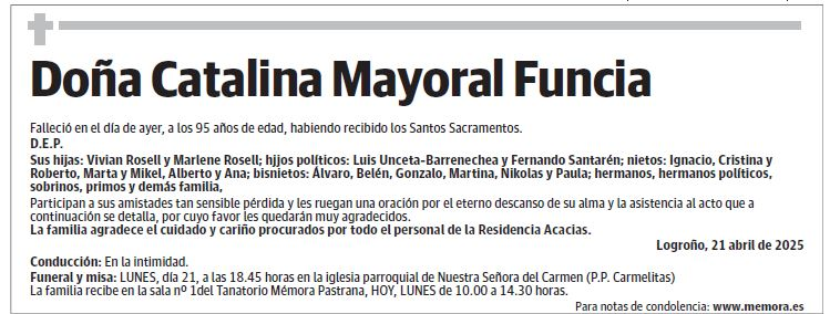 Doña Catalina Mayoral Funcia
