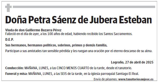 Doña Petra Sáenz de Jubera Esteban