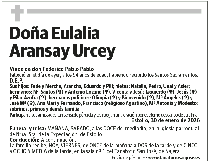 Doña Eulalia Aransay Urcey
