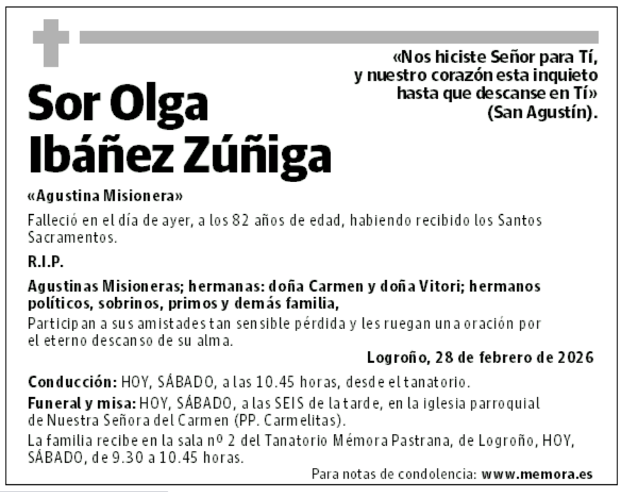 Sor Olga Ibáñez Zúñiga