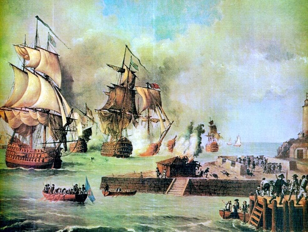 Ataque a la ciudad de Cartagena de Indias por parte de los ingleses, en 1741, óleo de Luis Fernández Gordillo